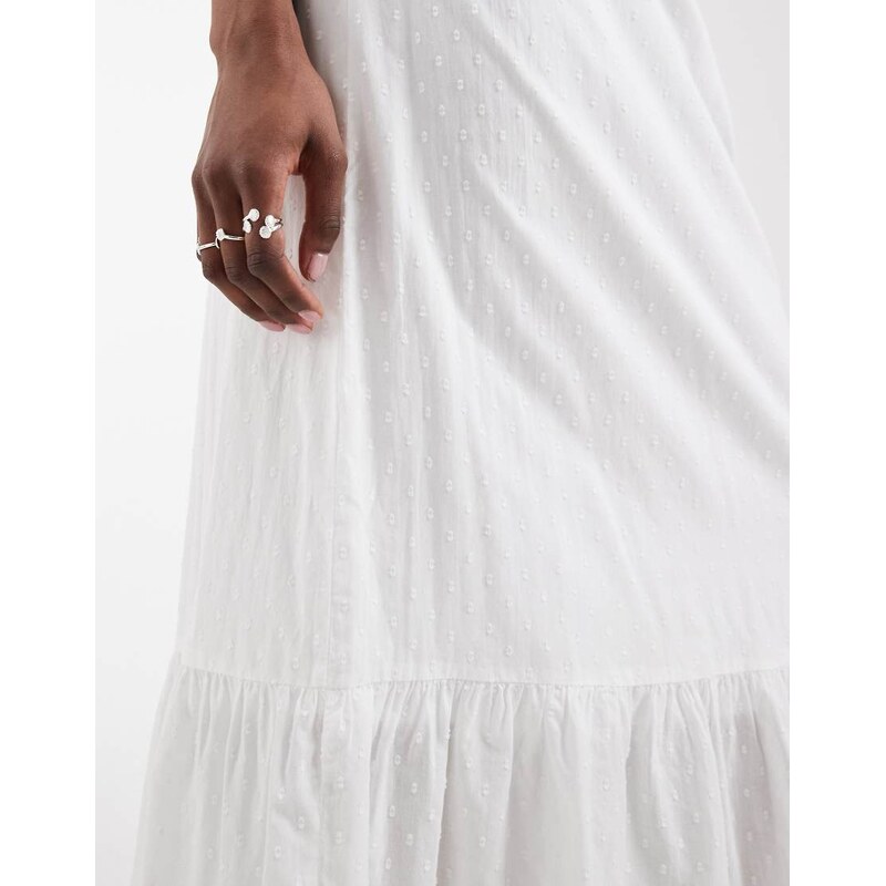 Vero Moda Tall dobby texture boho maxi skirt in white
