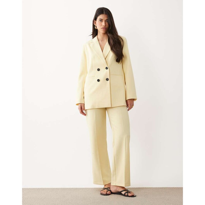 YAS tailored wide leg trouser co-ord in pastel yellow 115521991