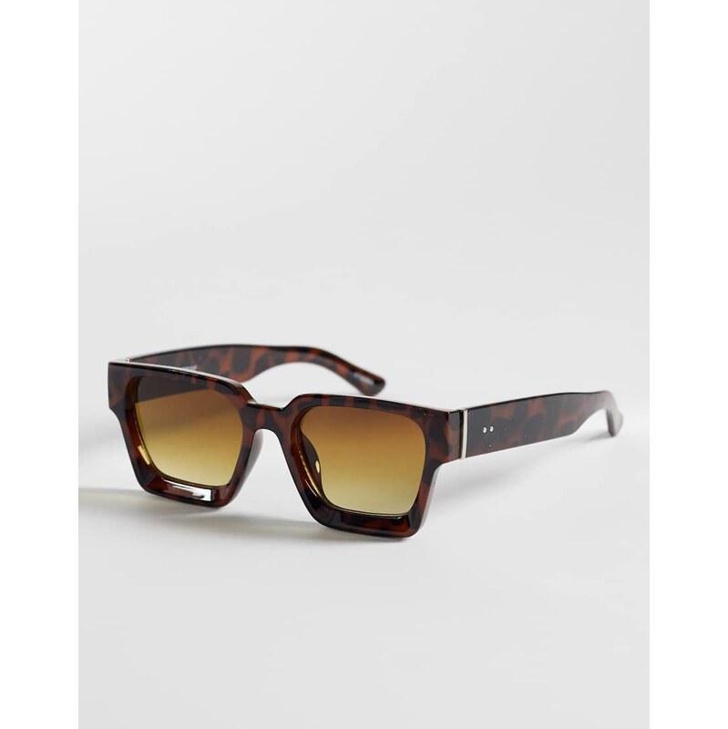 Pieces retro square brow bar sunglasses in toroise shell-Multi 115532141