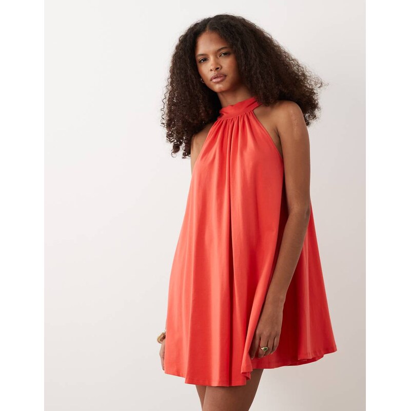 ASOS DESIGN tie back detail mini dress in red