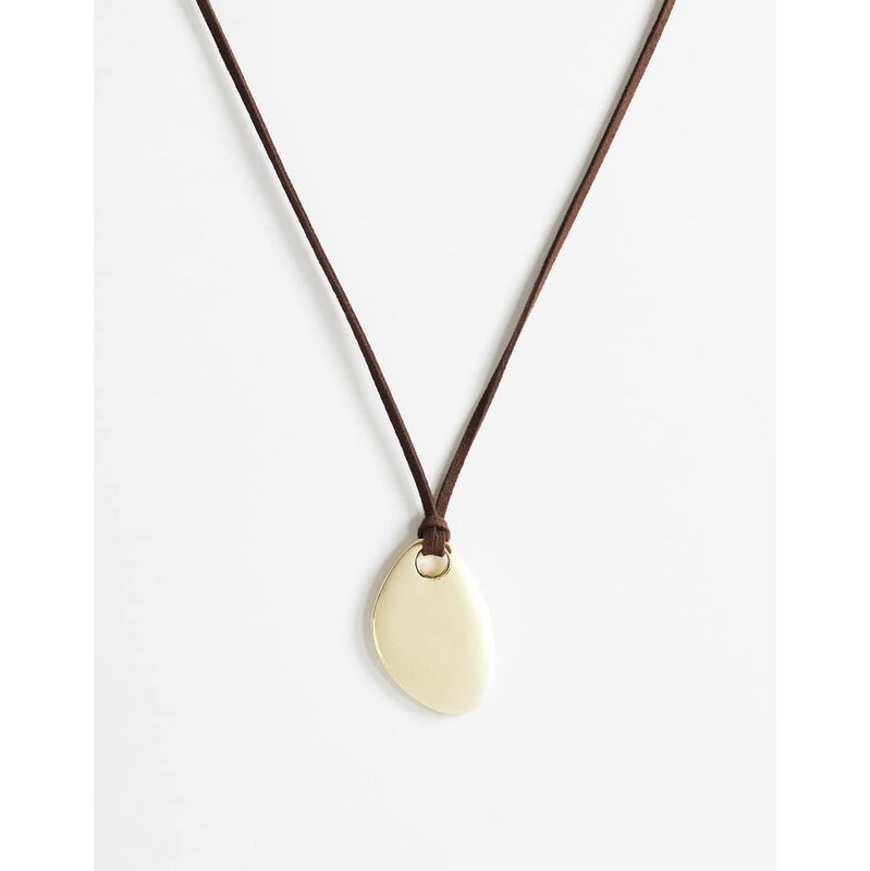 Topshop Leila cord necklace with pendant in gold and brown