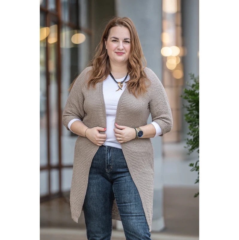 Italy fashion Lehký kardigan ARAS Barva: Cappuccinová, Velikost: