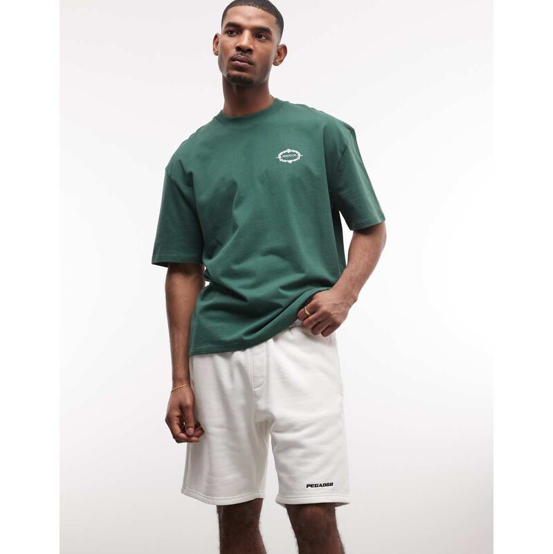 Pegador heavyweight logo sweat shorts in off white