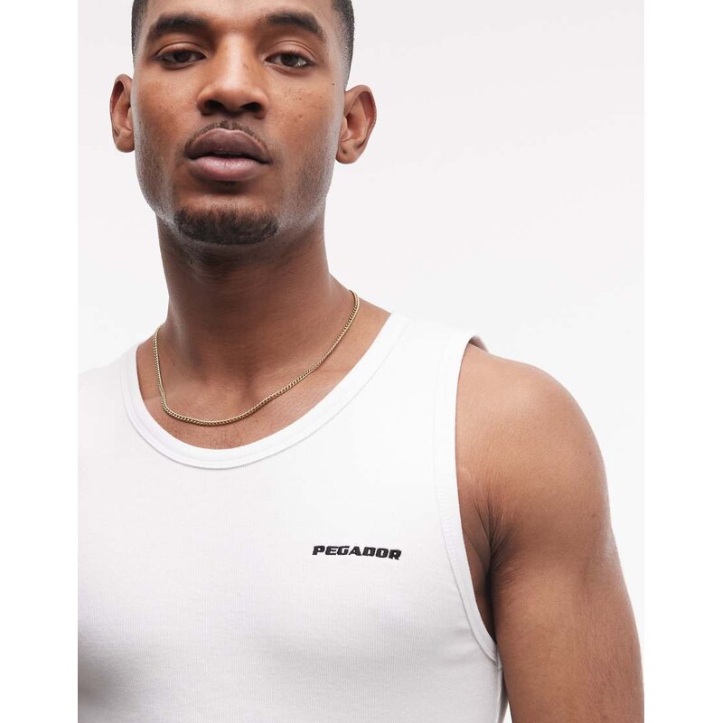 Pegador ribbed logo vest in white
