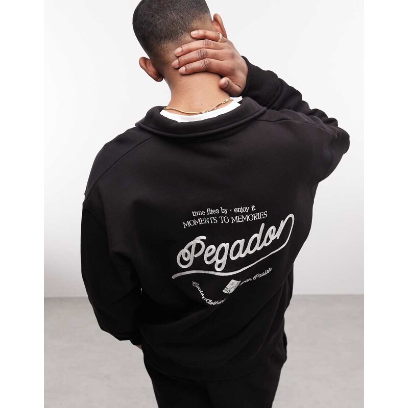 Pegador belmonte polo sweatshirt with back print logo in black