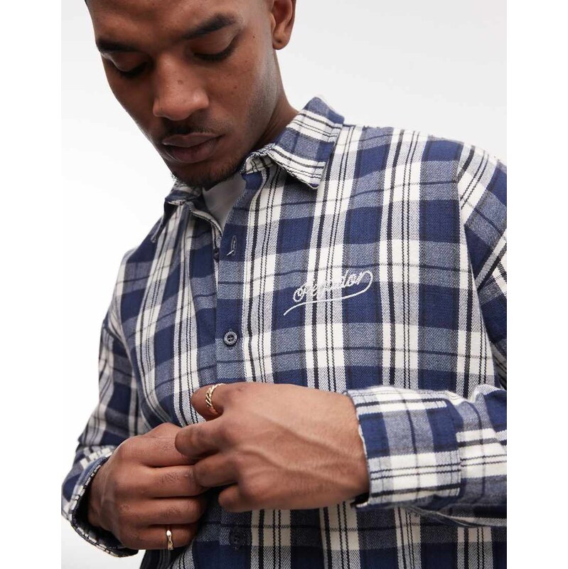Pegador soglio oversized flannel checked shirt with back print