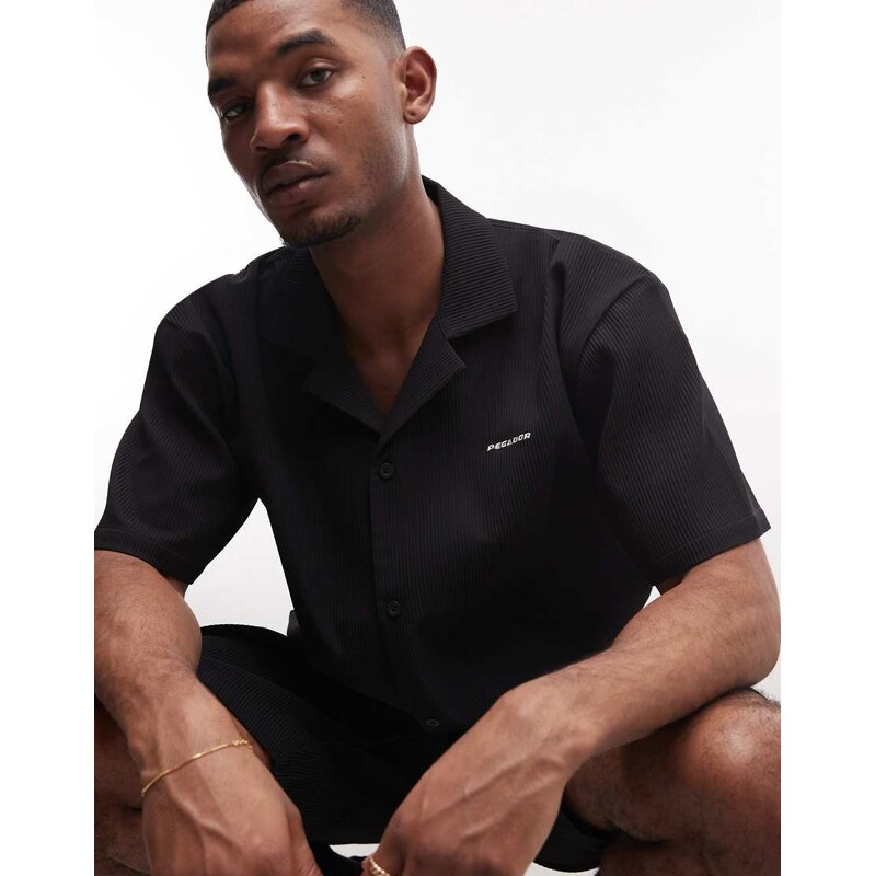 Pegador troy plissee summer shirt co-ord in black
