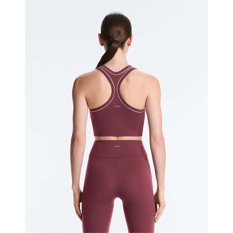 OYSHO Comfortlux halterneck tank top in burgundy-Red