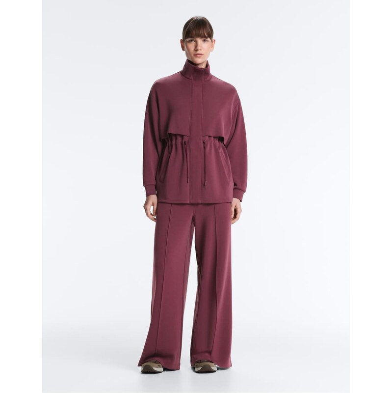 OYSHO Long jacket with soft-touch modal and pockets in purple 114775595