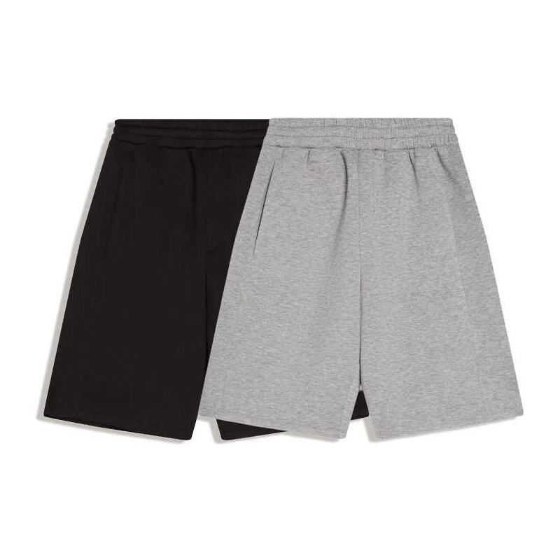 Bershka 2-pack of oversize neoprene effect shorts in white-Black 114775292
