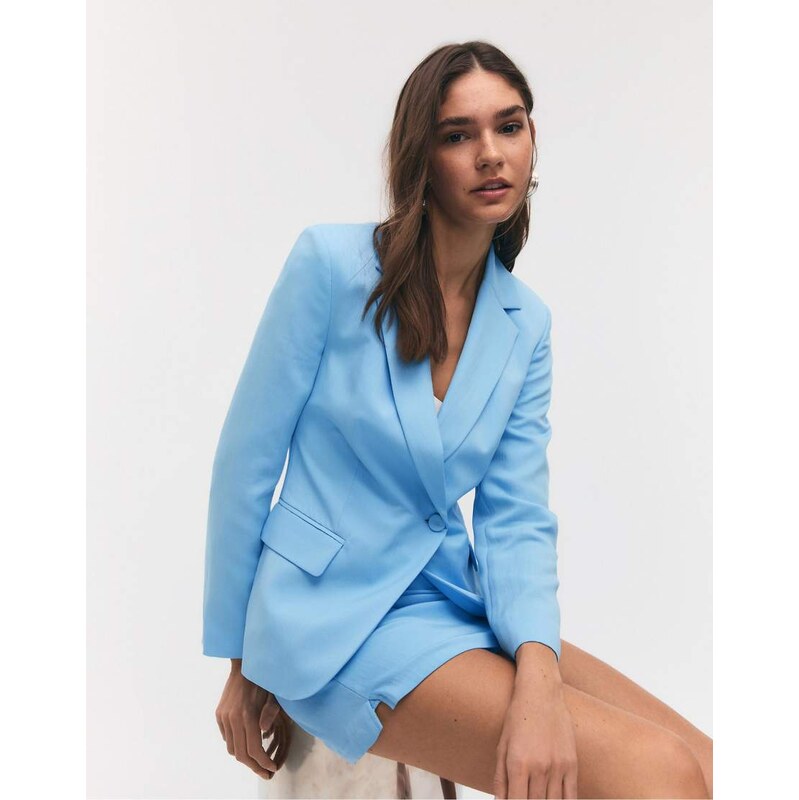 Stradivarius Asymmetric blazer in royal blue-Navy 114775420