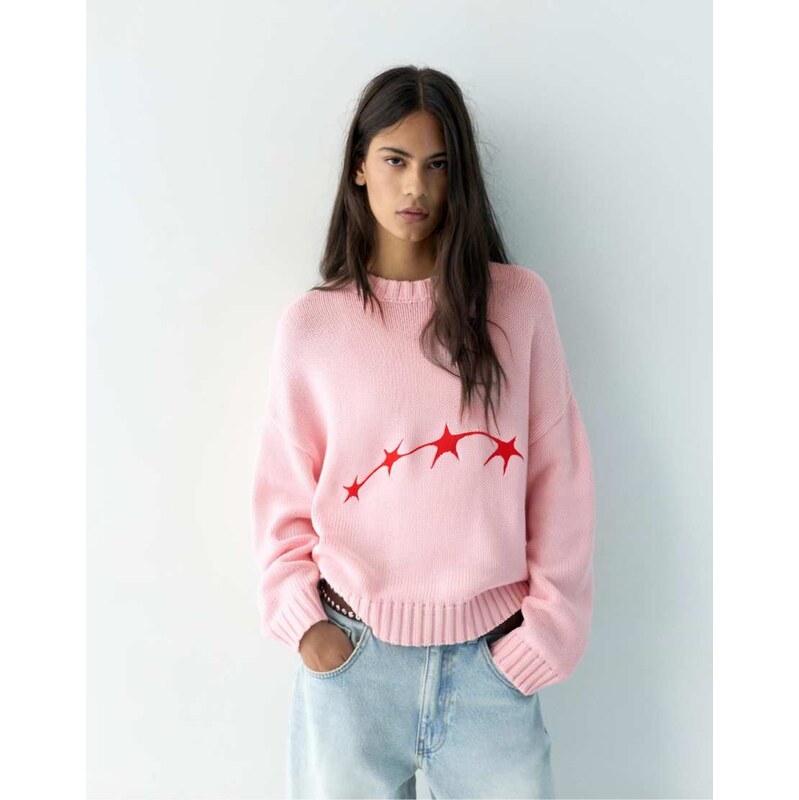 Pull&Bear Star jumper in pink 114775558