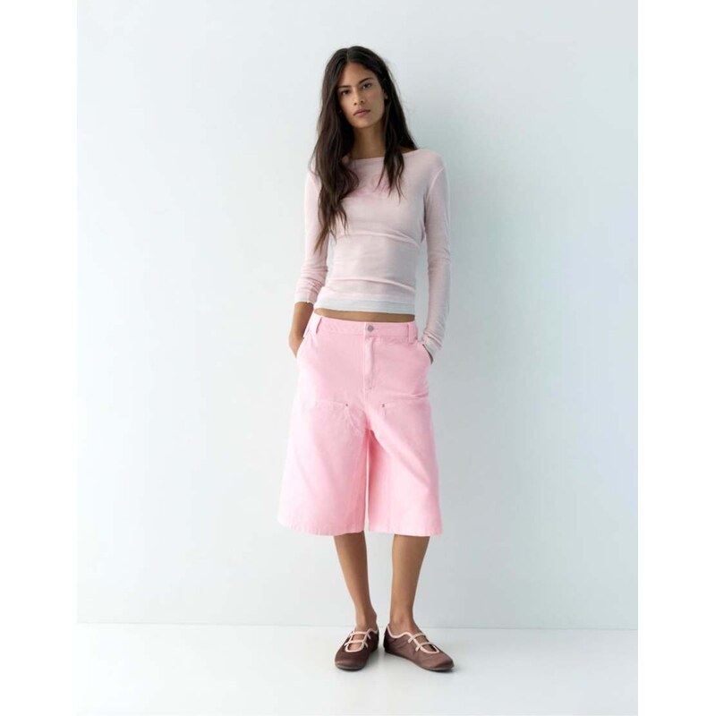 Pull&Bear Jorts with double leg in pink