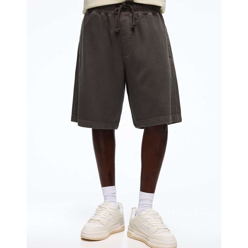 Bershka Washed boxy bermuda shorts in black