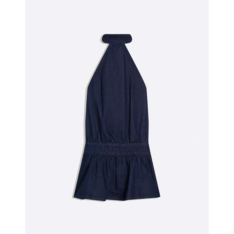 Bershka Mini denim dress in mid blue