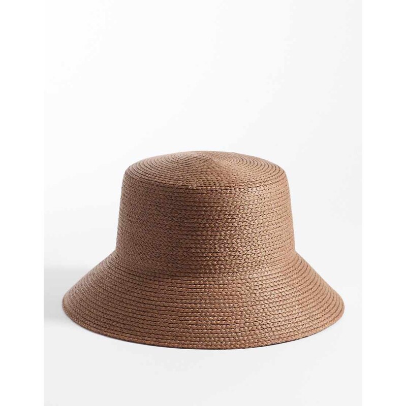 My Accessories structured straw bucket hat in dark brown 114939334