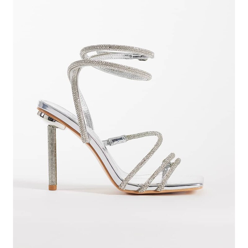 Public Desire Wide Fit Clueless strappy square toe diamante