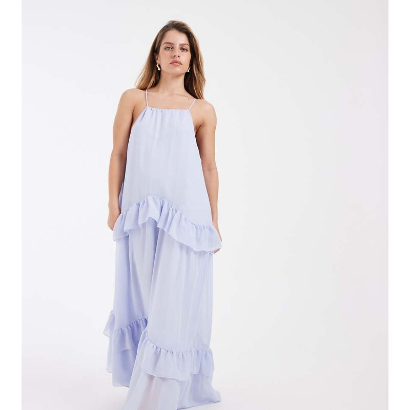 Vero Moda Petite chiffon halter neck maxi dress with ruffle trim