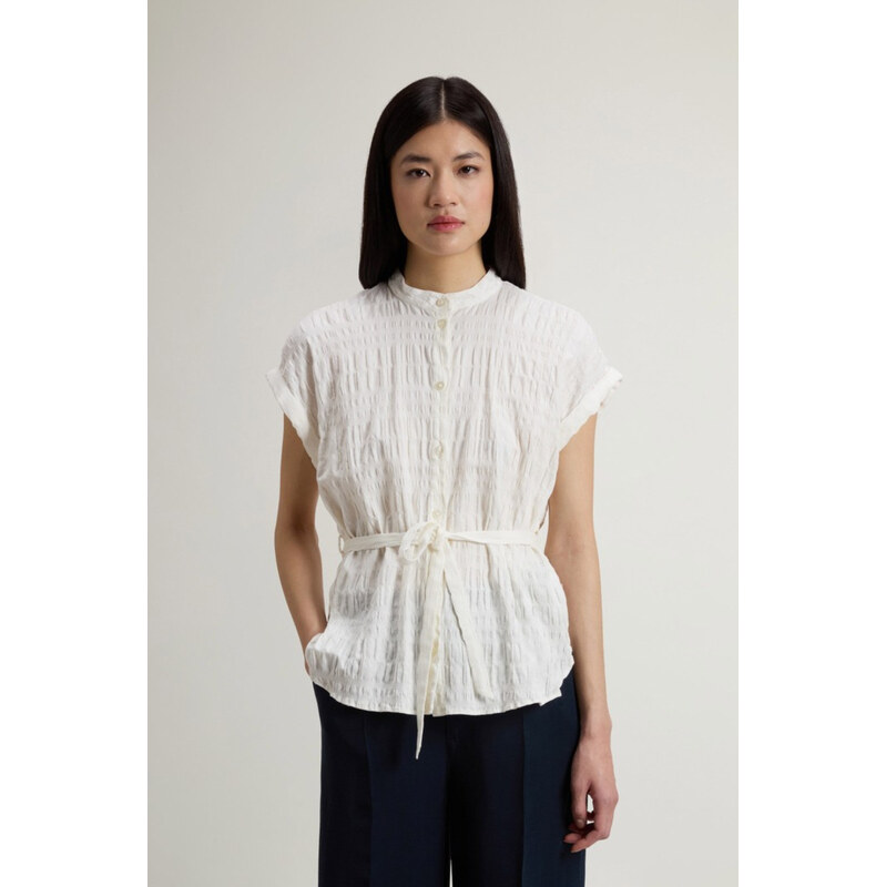 KOŠILE WOOLRICH PRINTED COTTON LINEN BLOUSE 114782968
