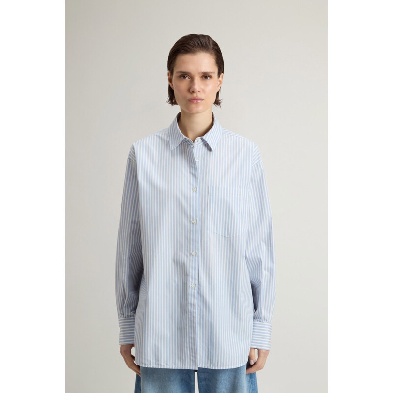KOŠILE WOOLRICH STRIPED COTTON POPLIN BOYFRIEND SHIRT