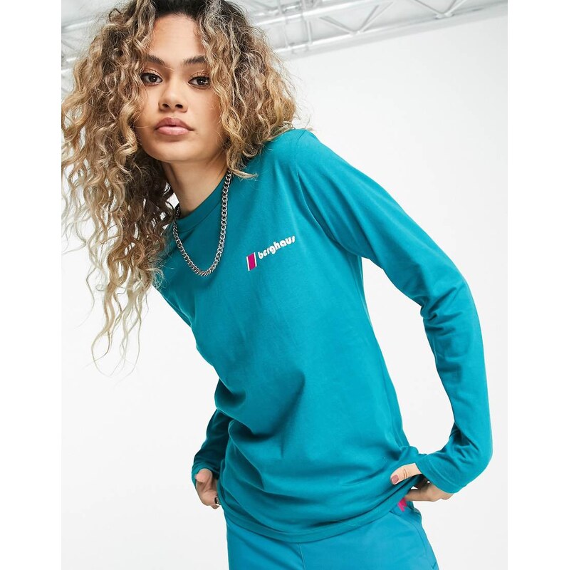 Berghaus Org Heritage front and back logo long sleeve t-shirt in teal 114780570