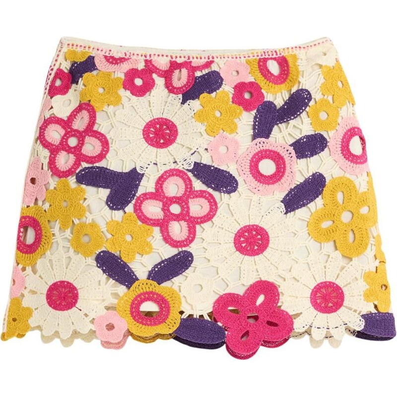 Desigual Sukně tmavě žlutá / tmavě fialová / tmavě růžová / barva bílé vlny