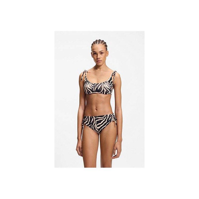 HUGO Printed bikini top with stacked-logo charm 114780878