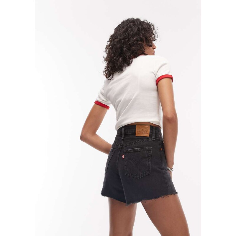 Levis Ribcage denim shorts in washed black 114821913