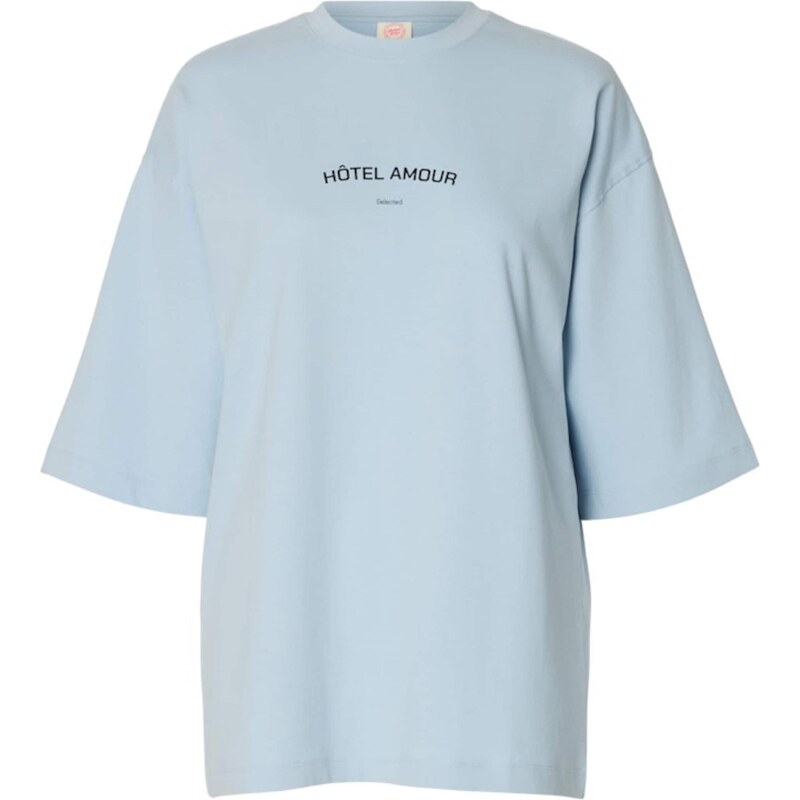 SELECTED Oversized tričko SLFLIA noční modrá / světlemodrá