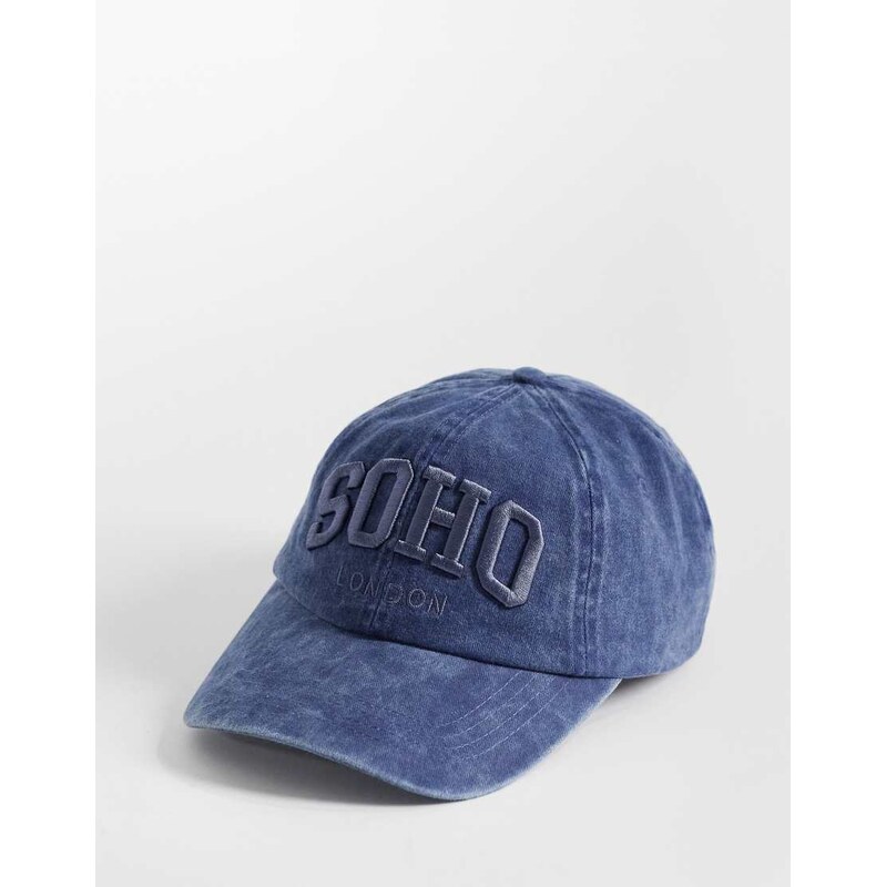 Pieces soho graphic cap in blue