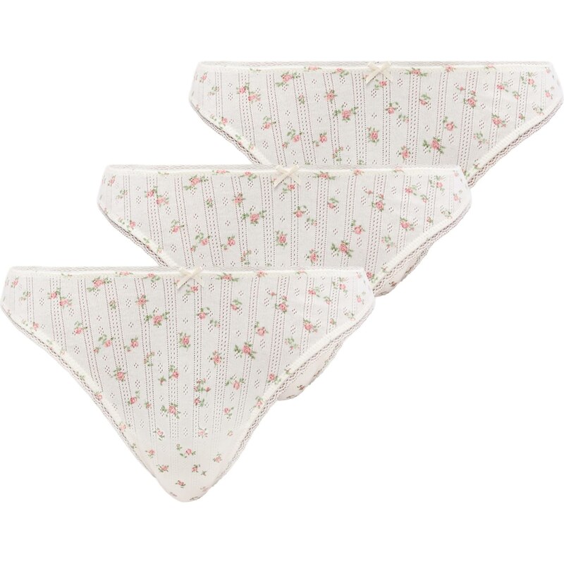 Lindex Tanga zelená / růžová / offwhite 114781365