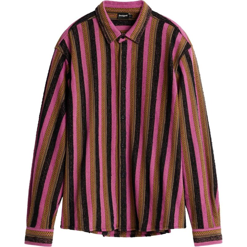 Desigual Košile hnědá / světle růžová / černá
