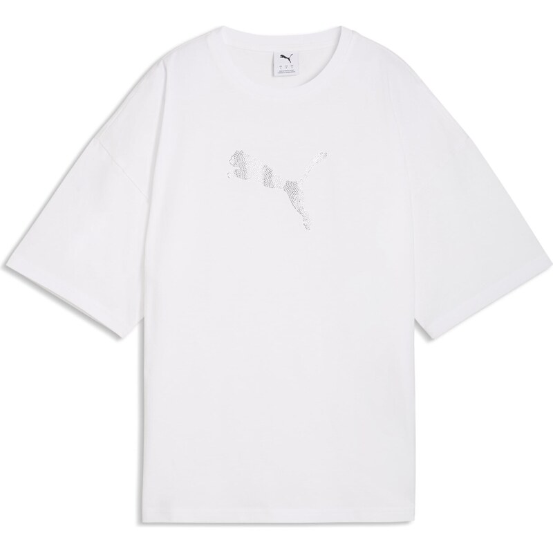 PUMA Tričko Essentials stříbrná / bílá