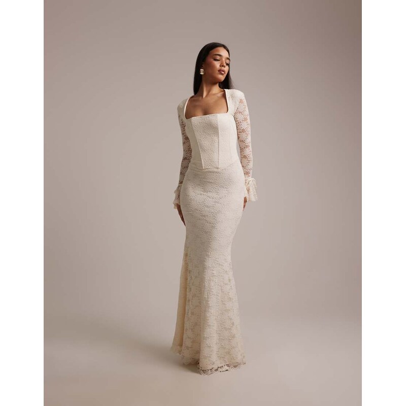 Wanderdoll Juliette bridal square neck corset detail bow tie