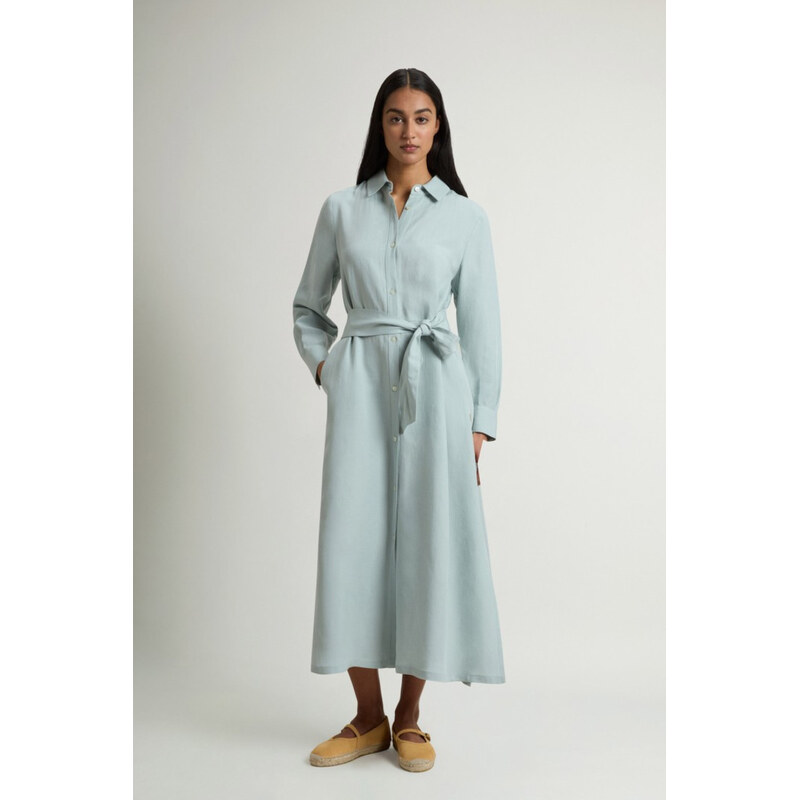 ŠATY WOOLRICH VISCOSE LINEN CHEMISIER DRESS 114782969