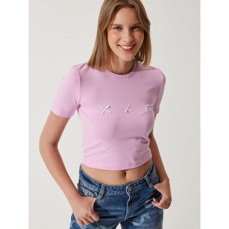 Happiness İstanbul Tričko světle béžová / světle růžová / bílá