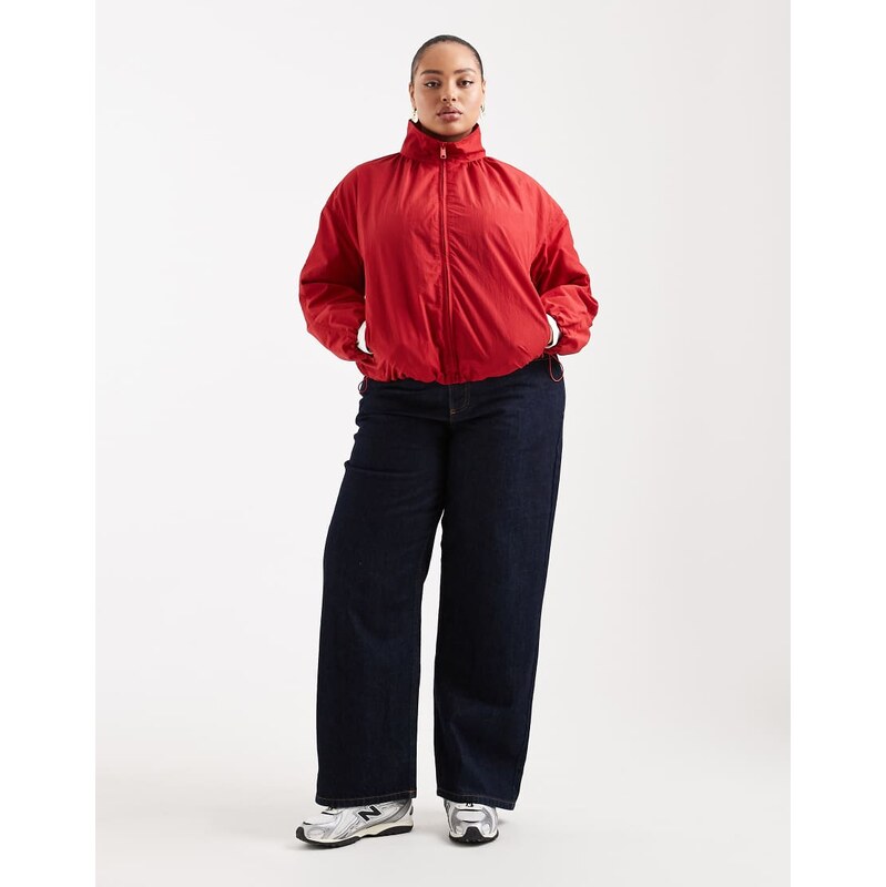 ASOS DESIGN oversized bubble hem track jacket in red