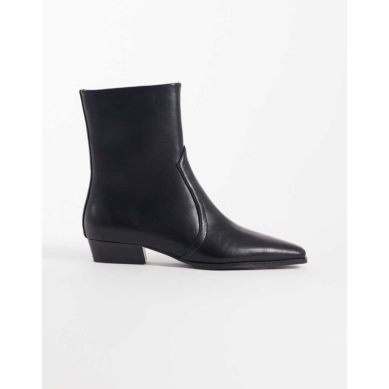 ASOS DESIGN Ansel low flat pointed ankle boots in black 115519997