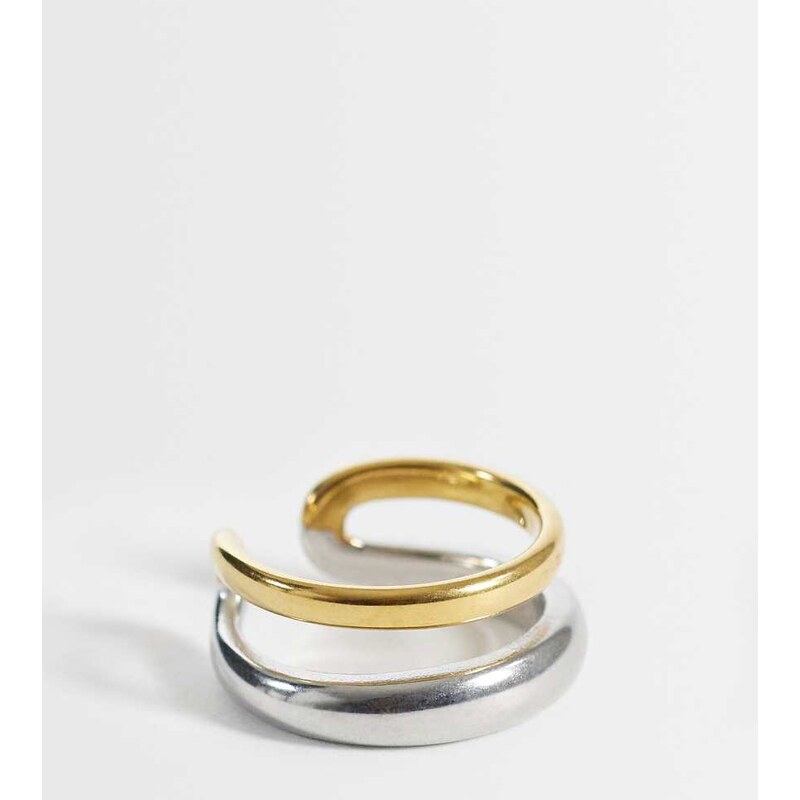 Lost Souls mixed metal Double ring in 18ct gold plated stainless