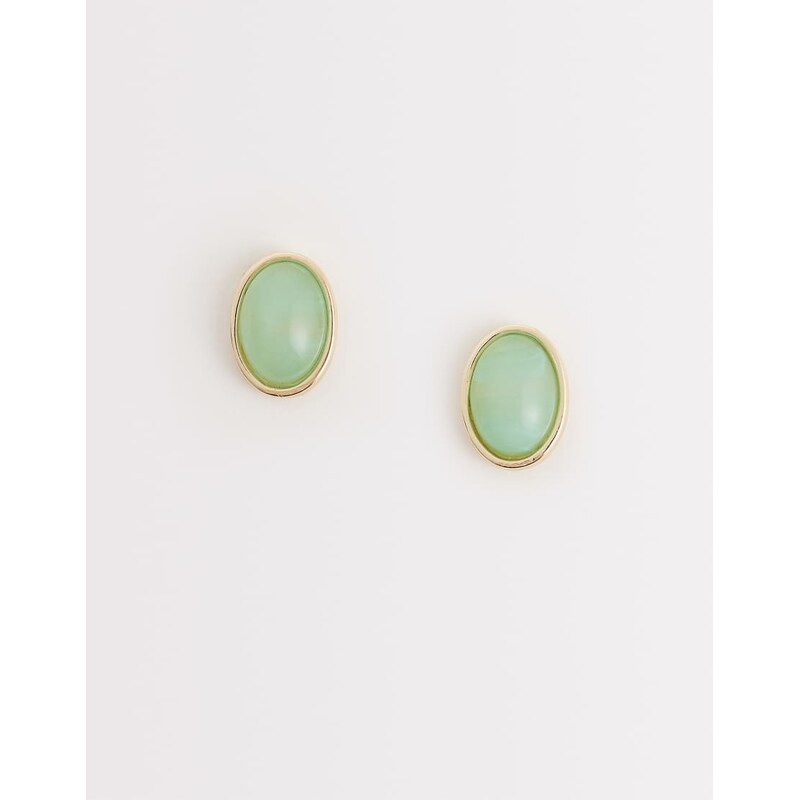 DesignB London stone stud earrings in mint and gold