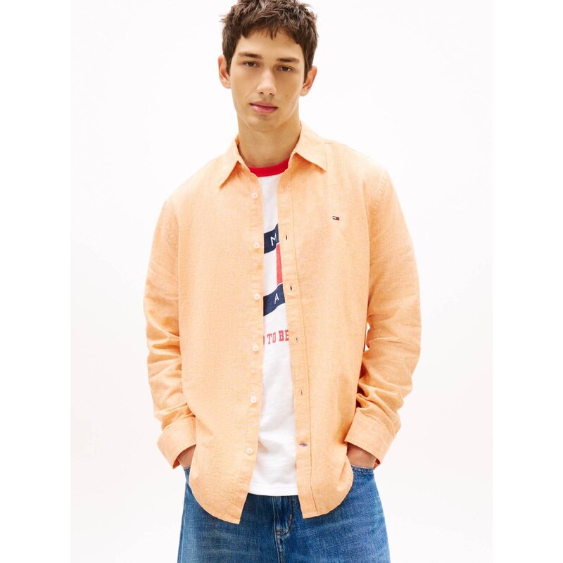 Tommy Jeans pánská oranžová košile