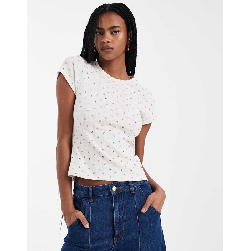 Levis Dry Goods pointelle baby tee in ditsy floral-White 114789740
