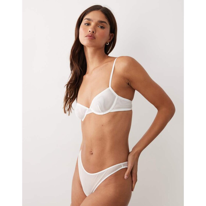 ASOS DESIGN Tammy sheer mesh high leg brazilian in white-No colour 115519849