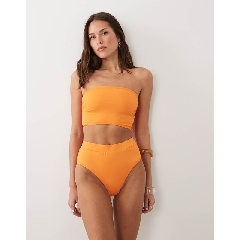 Threadbare high waist bikini set with bandeau top in orange 115519878