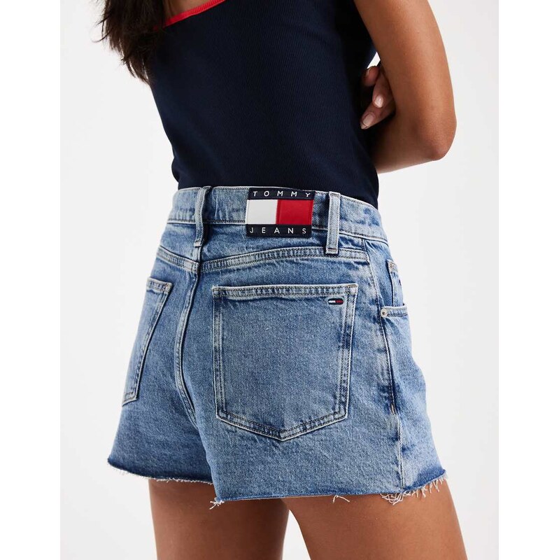 Tommy Jeans denim hotpants in mid wash blue