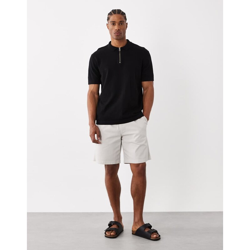Jack & Jones textured drawstring shorts in lgiht grey