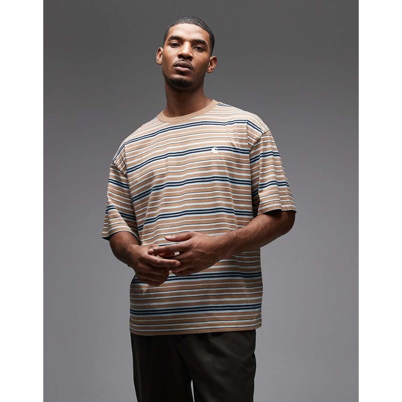Carhartt WIP zane t-shirt in beige and blue-Neutral