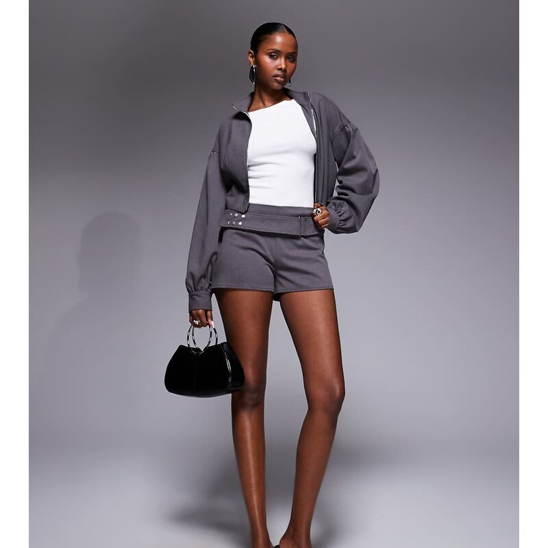 Kaiia exclusive tailored stud belt detail micro shorts co-ord in