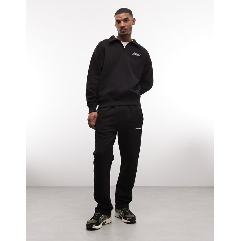 Pegador logo wide leg joggers in washed black