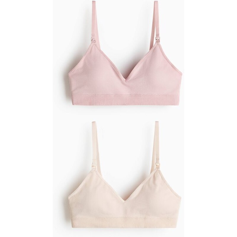 H&M - MAMA Bezešvá podprsenka na kojení 2 kusy - béžová 114790772